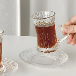 Glass Cups & Plate Set 6 Pcs